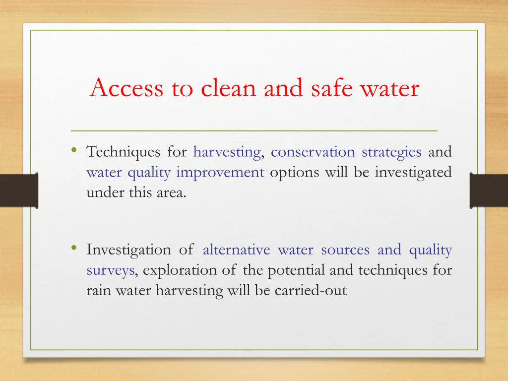 access to clean and safe water