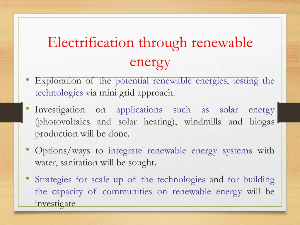 electrification through renewable energy