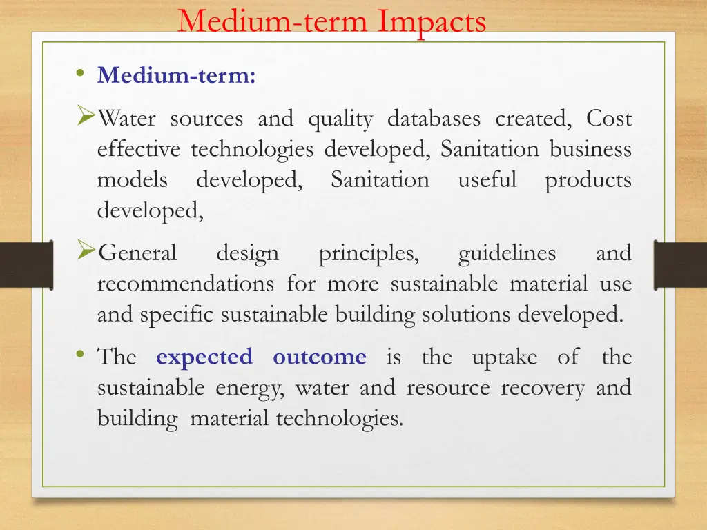 medium term impacts