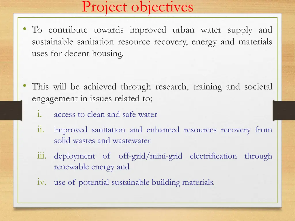 project objectives