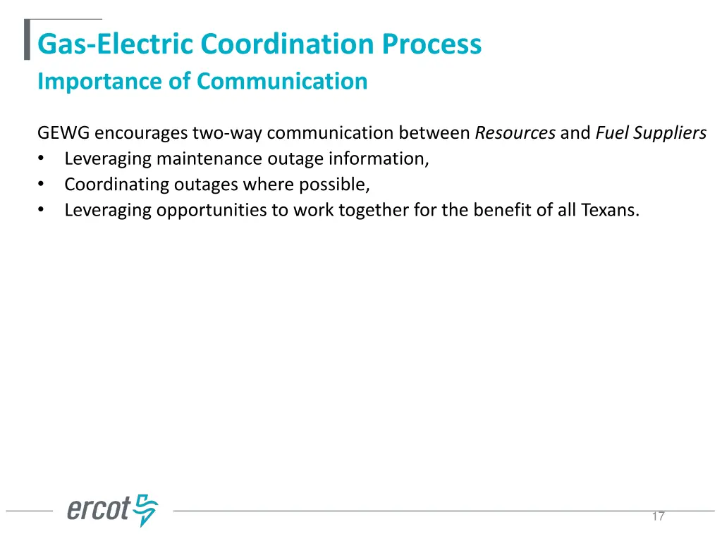 gas electric coordination process importance