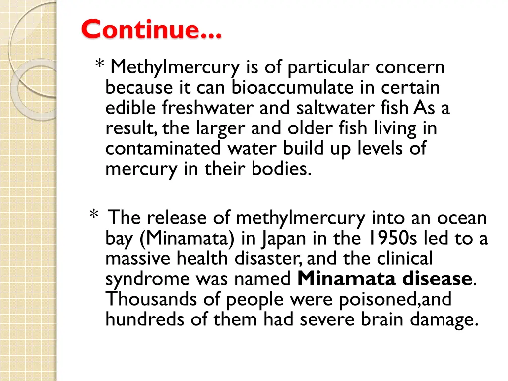 continue methylmercury is of particular concern 1