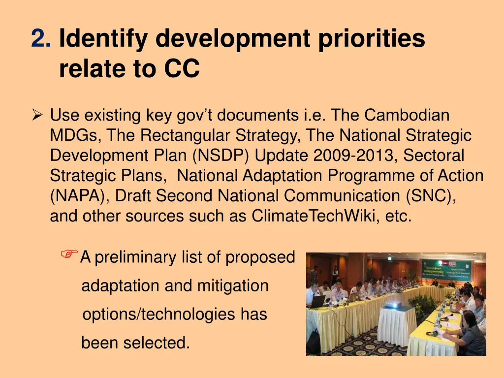 2 identify development priorities relate to cc