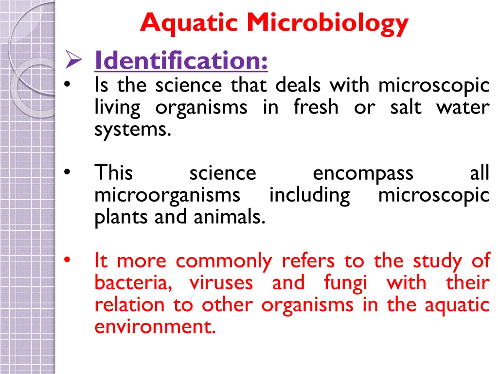 aquatic microbiology identification