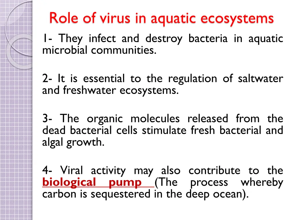 role of virus in aquatic ecosystems 1 they infect