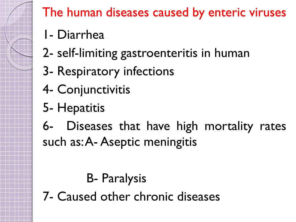 the human diseases caused by enteric viruses