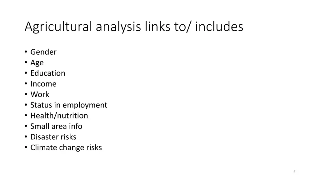 agricultural analysis links to includes