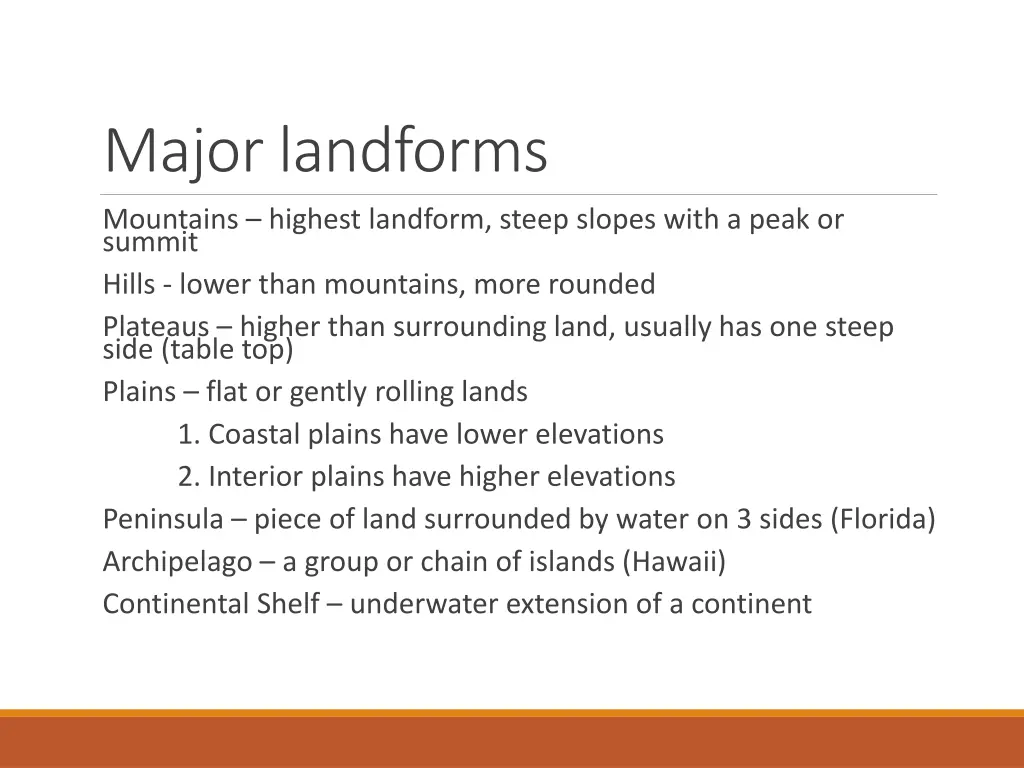 major landforms