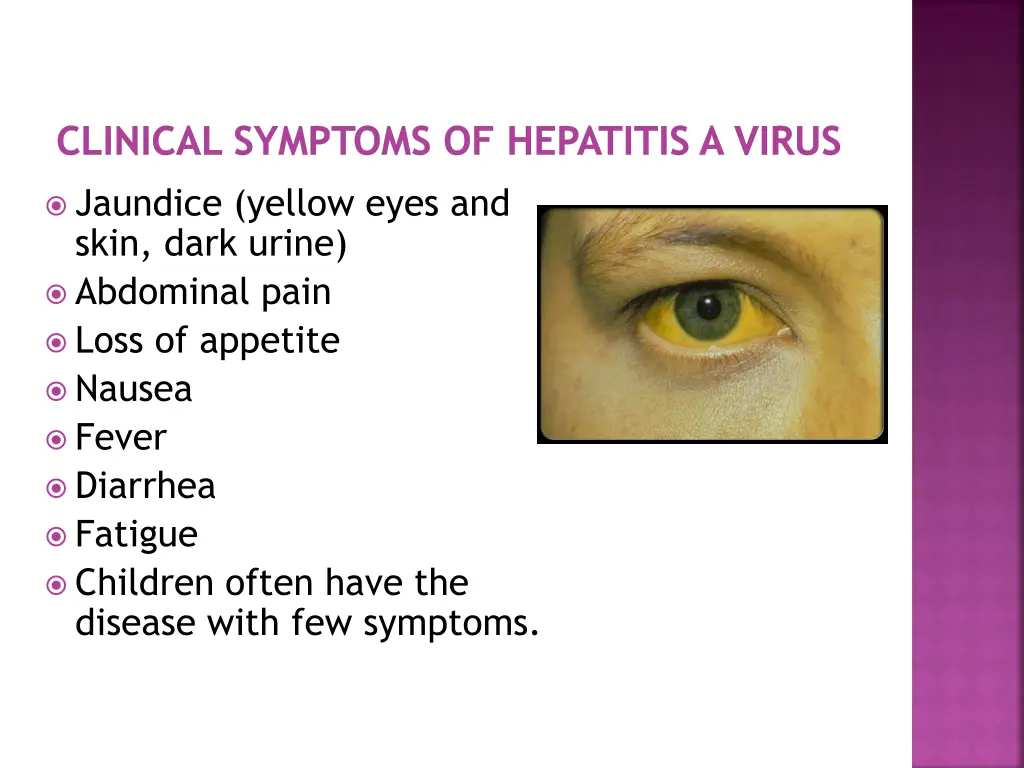 clinical symptoms of hepatitis a virus