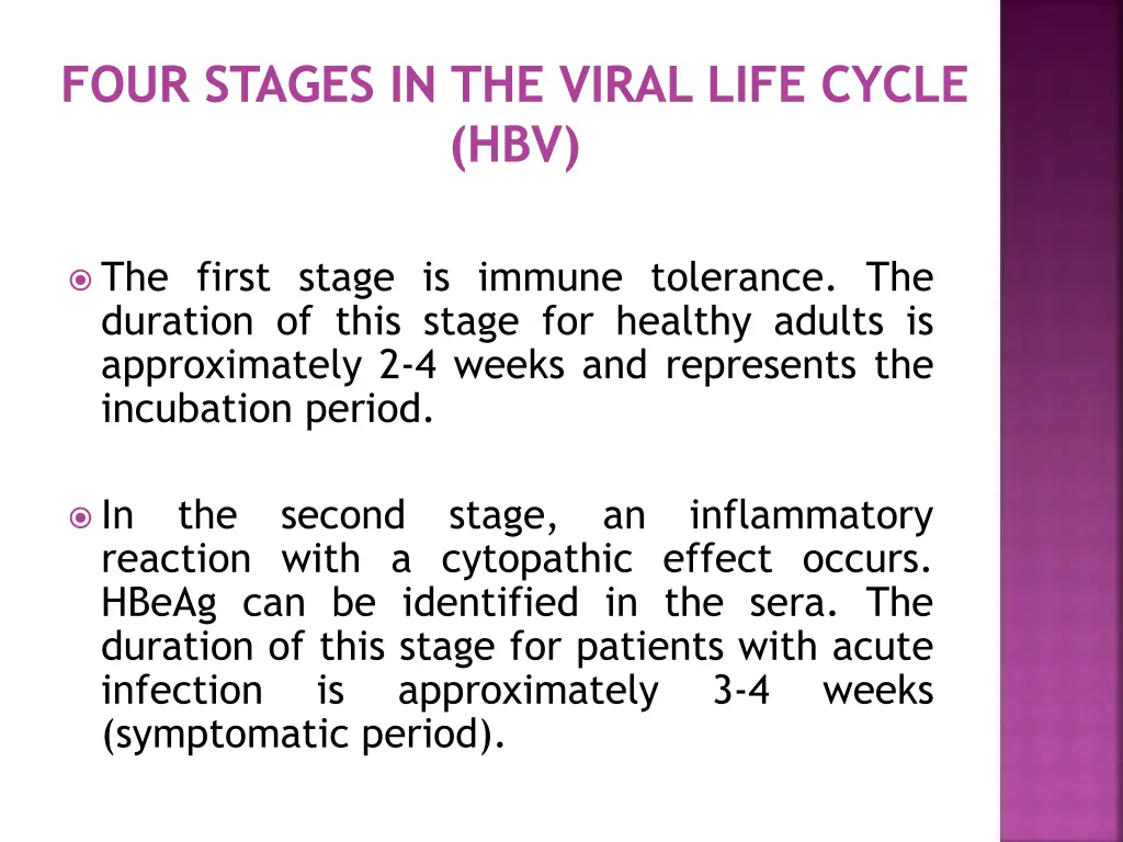 four stages in the viral life cycle hbv