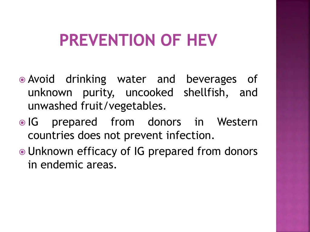 prevention of hev