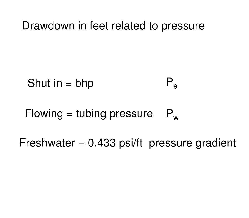 drawdown in feet related to pressure