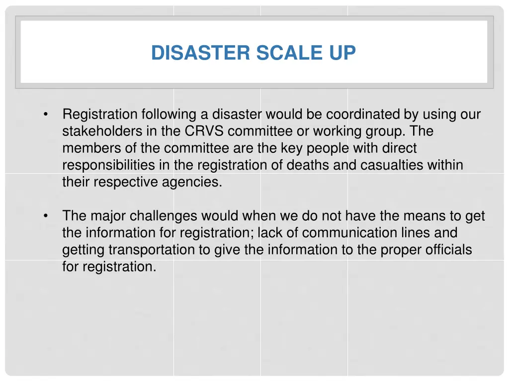 disaster scale up