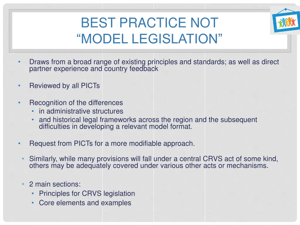 best practice not model legislation