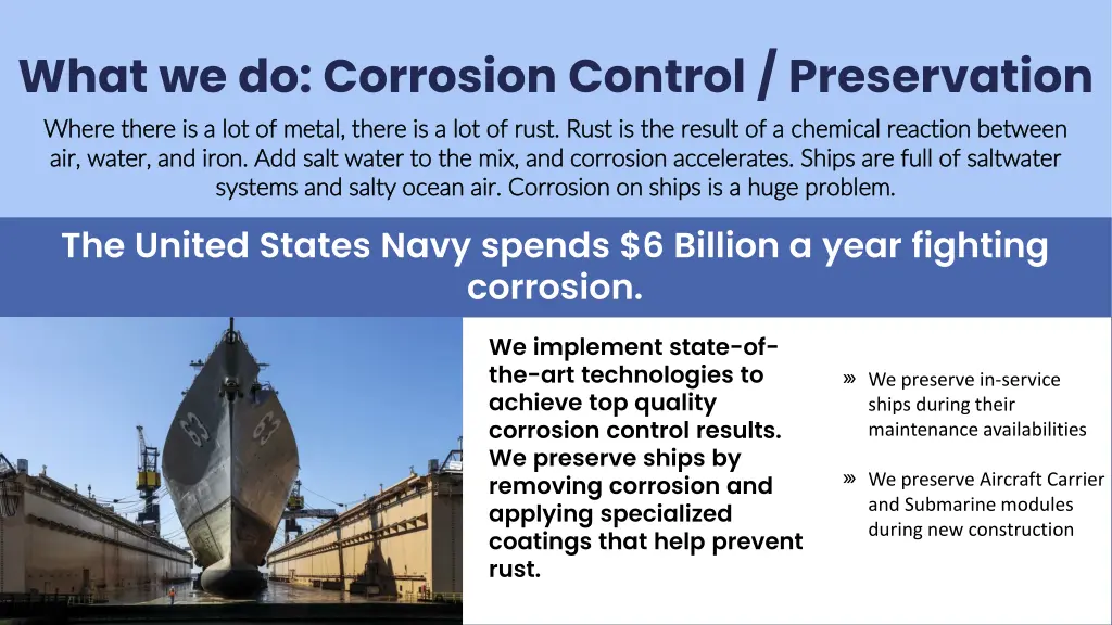 what we do corrosion control preservation where