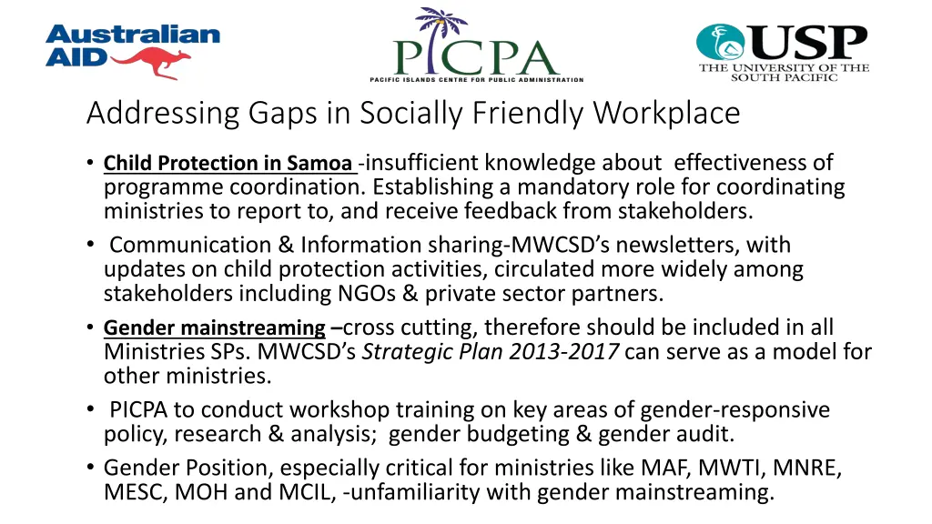 addressing gaps in socially friendly workplace