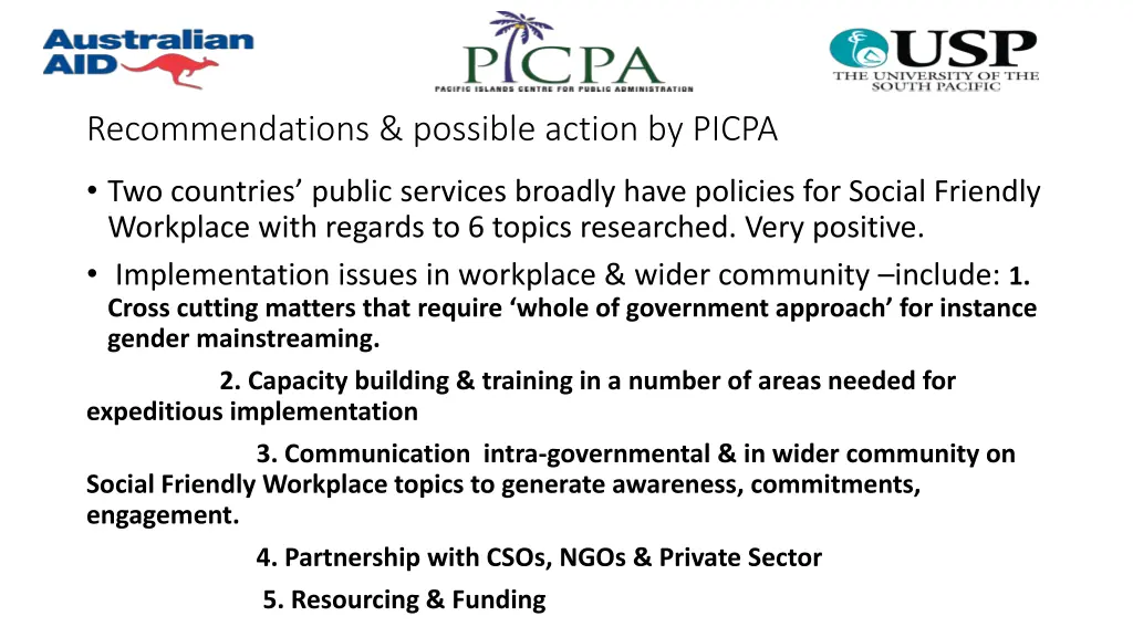 recommendations possible action by picpa