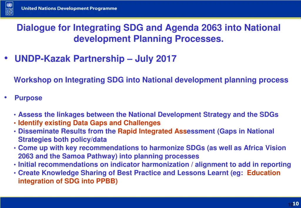 dialogue for integrating sdg and agenda 2063 into