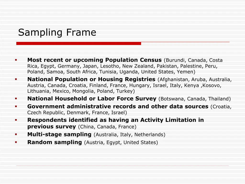 sampling frame