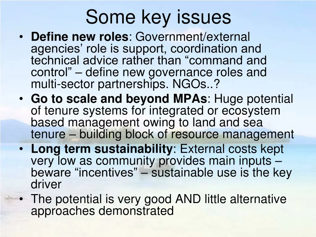 some key issues define new roles government