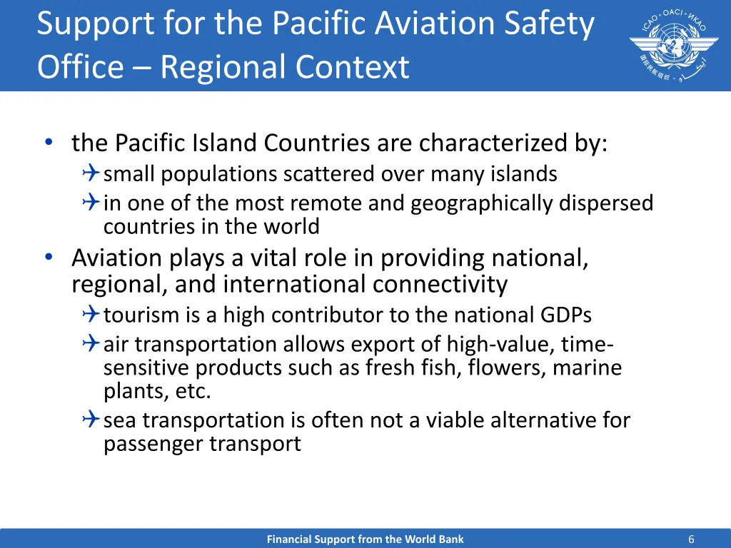 support for the pacific aviation safety office