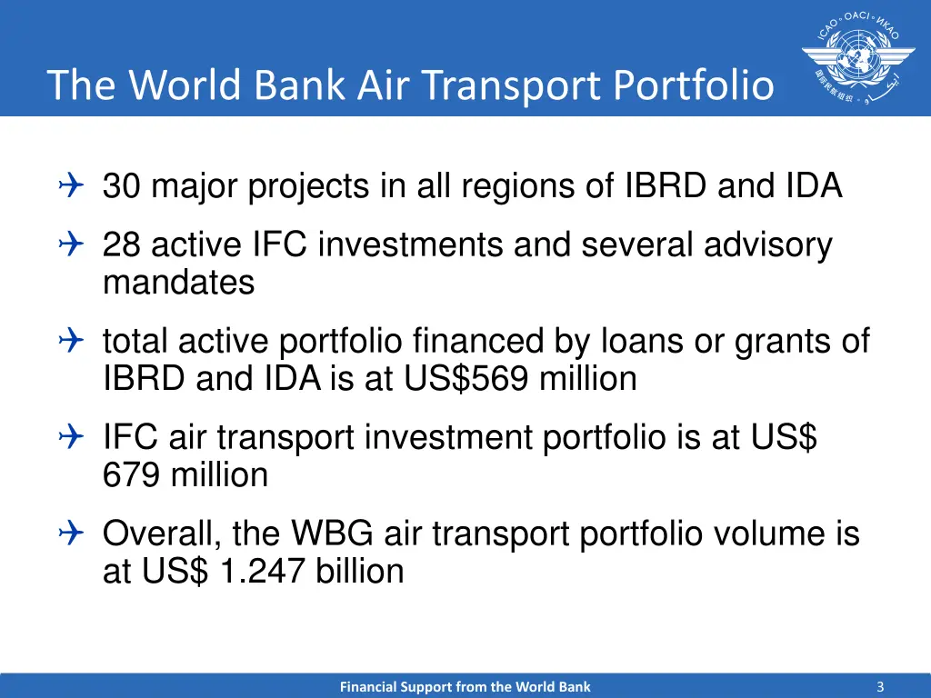 the world bank air transport portfolio