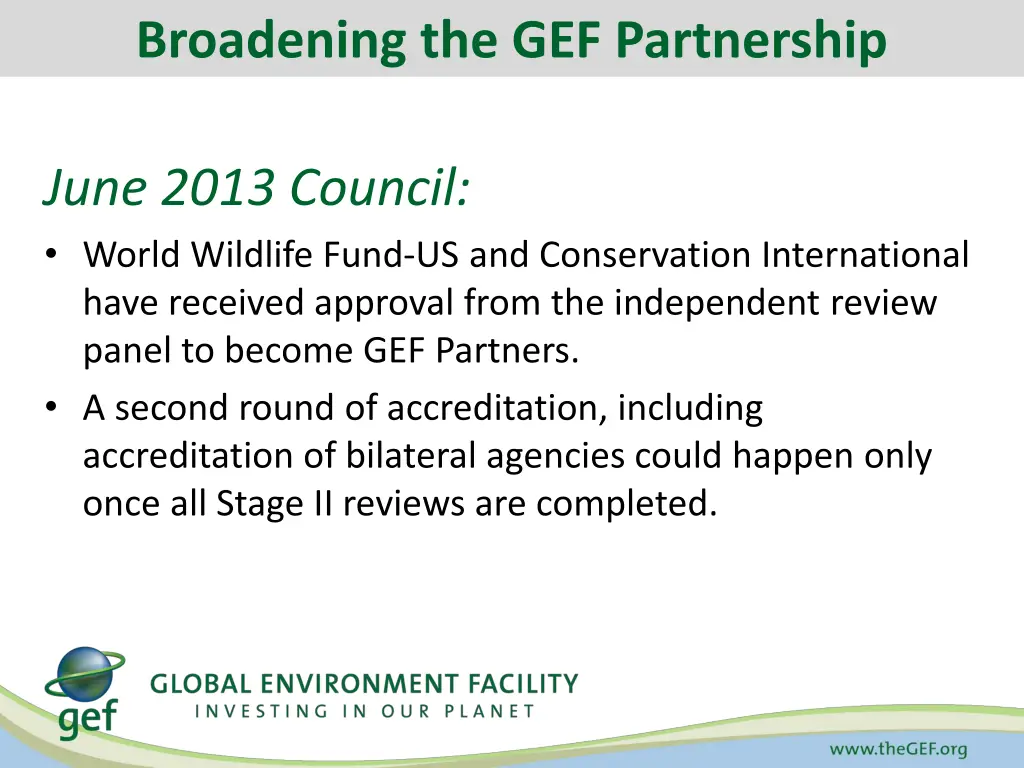 broadening the gef partnership