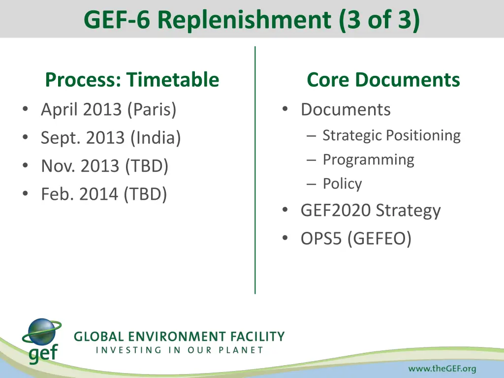 gef 6 replenishment 3 of 3