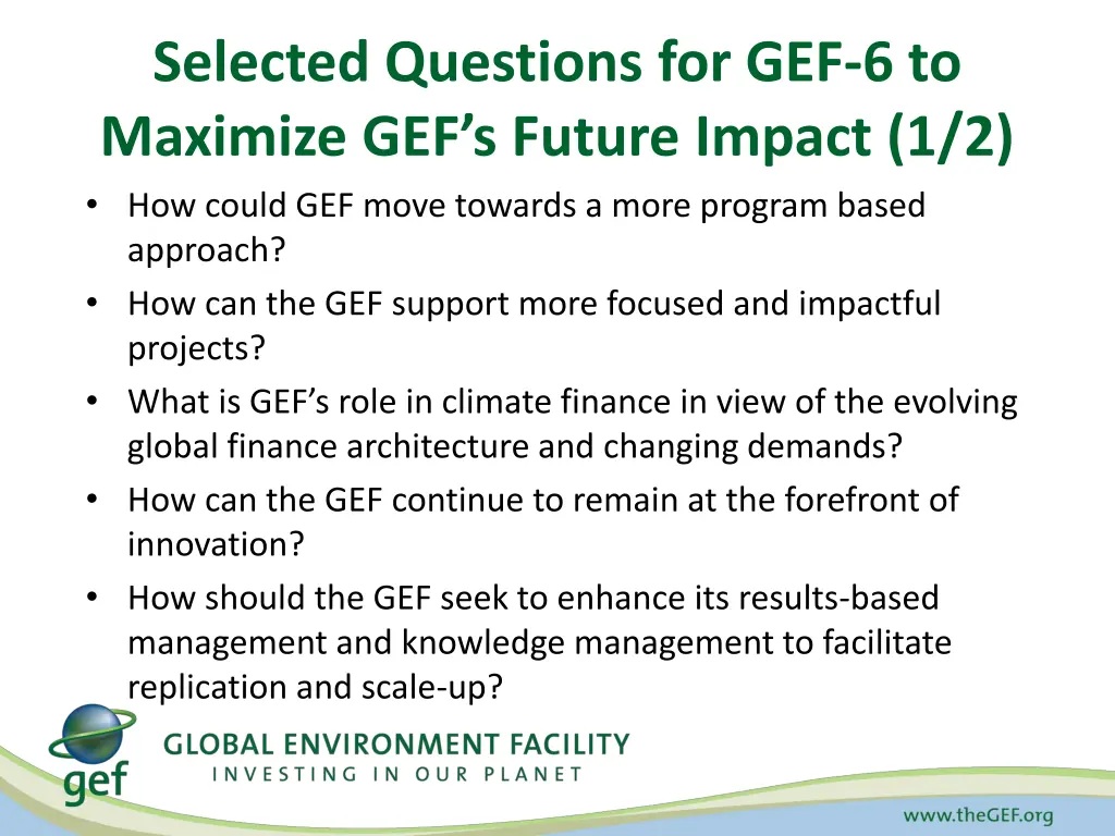 selected questions for gef 6 to maximize