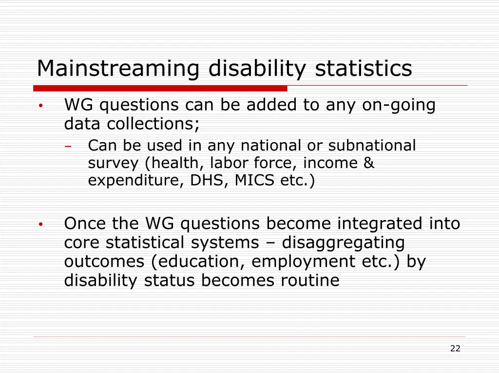 mainstreaming disability statistics