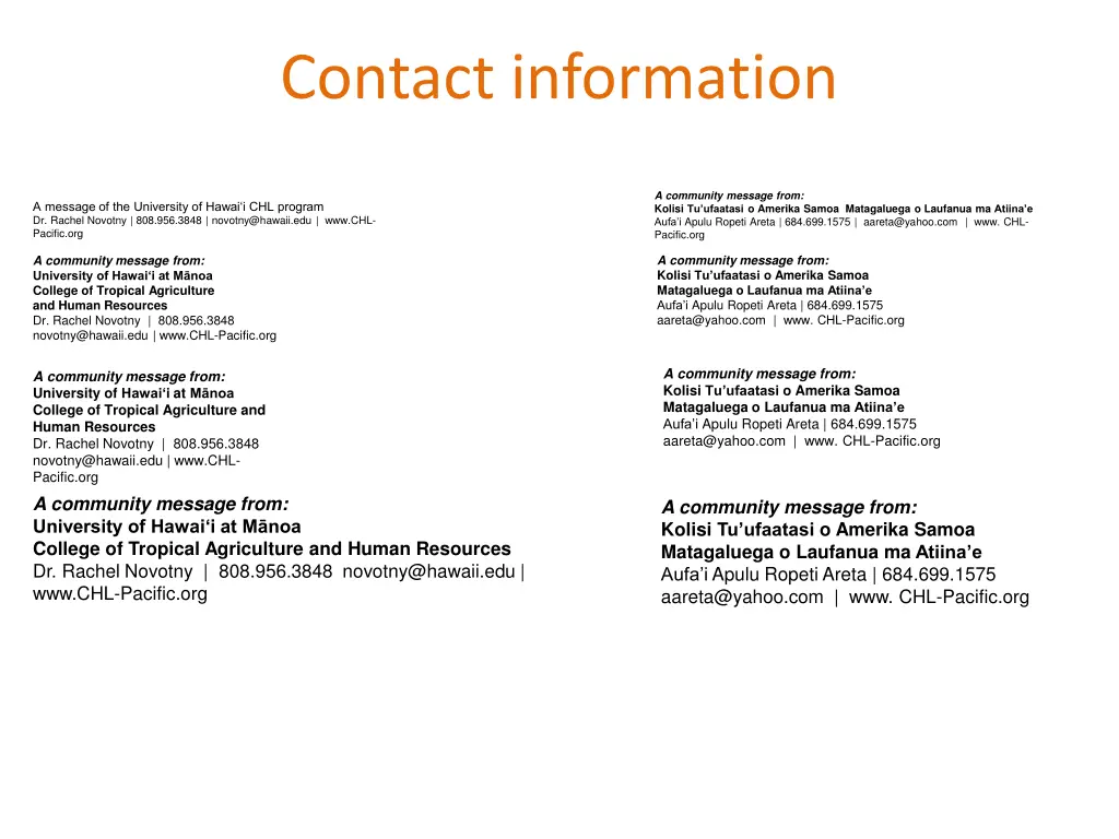 contact information