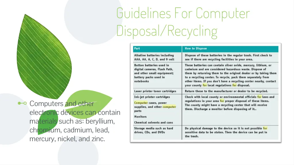guidelines for computer disposal recycling
