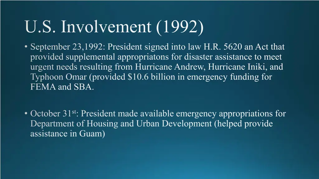 u s involvement 1992 1