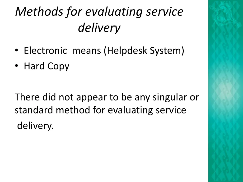 methods for evaluating service delivery 2