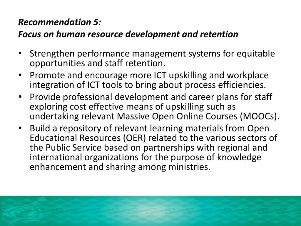 recommendation 5 focus on human resource