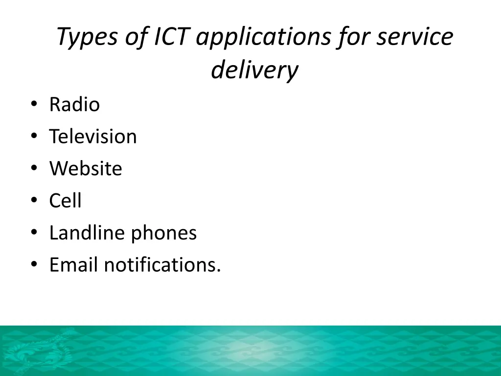 types of ict applications for service delivery