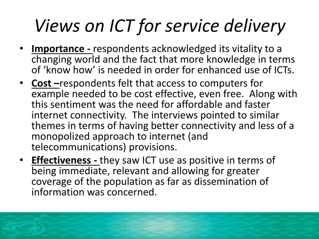 views on ict for service delivery importance