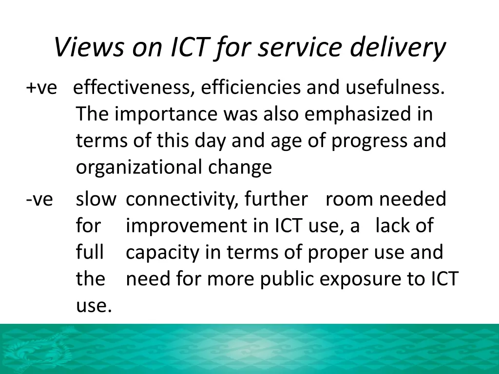 views on ict for service delivery