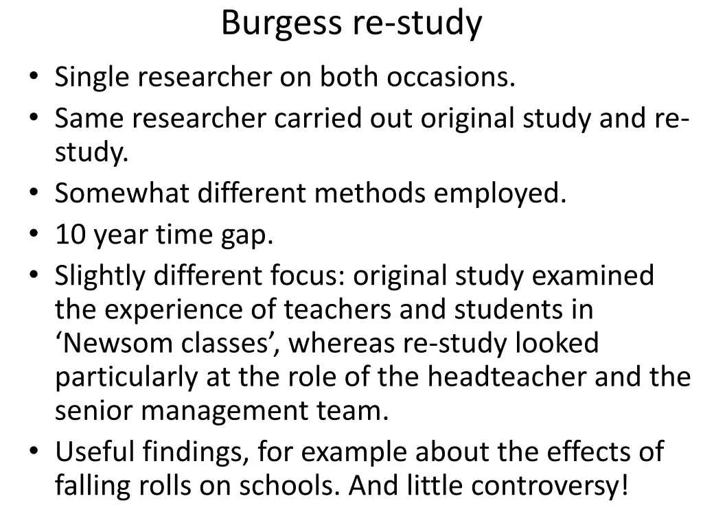 burgess re study