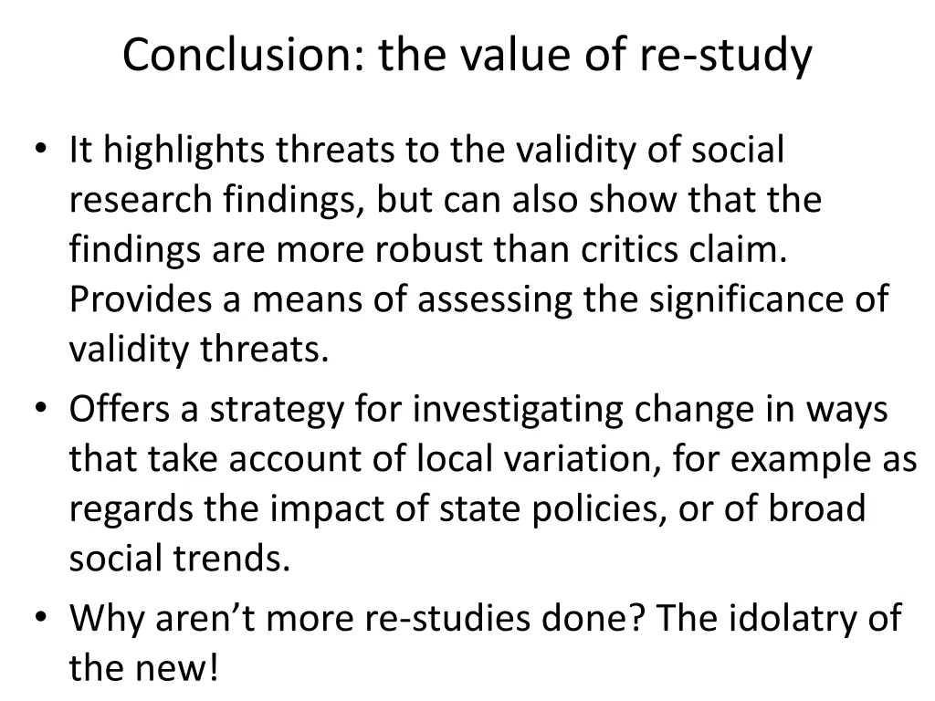 conclusion the value of re study