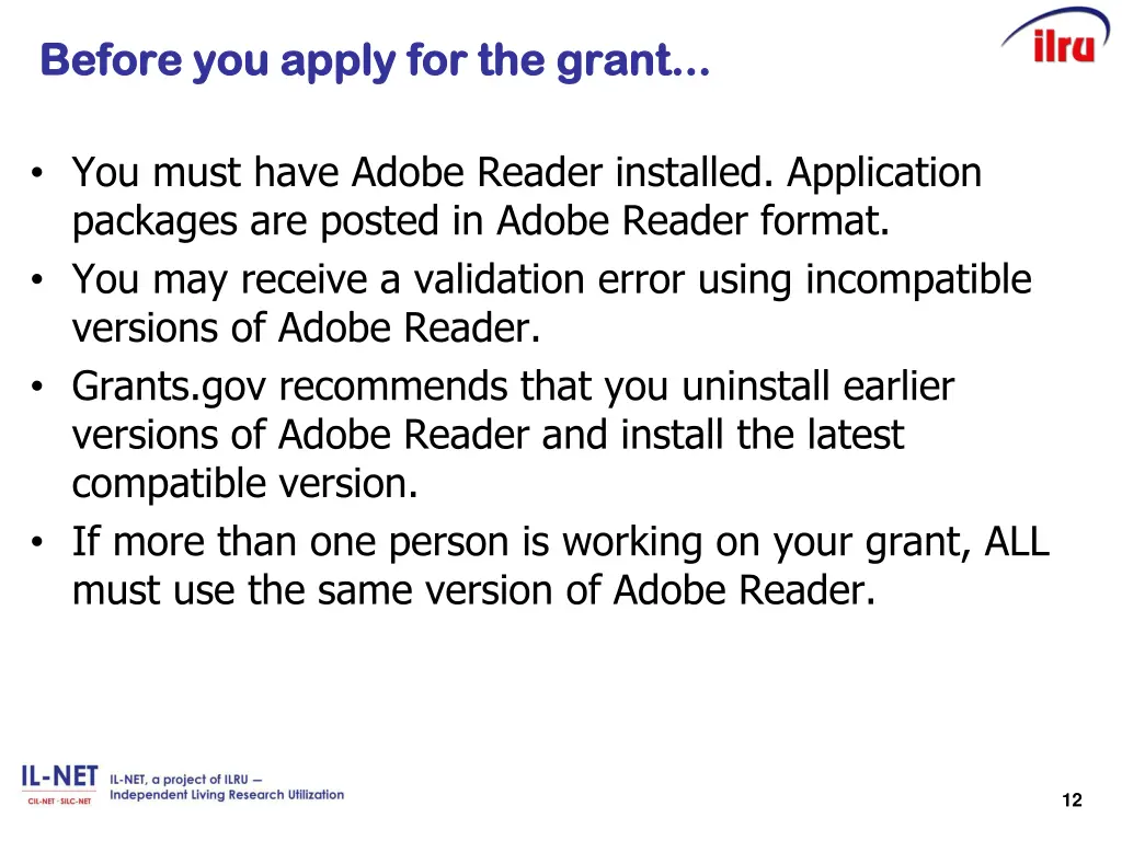 before you apply for the grant before you apply