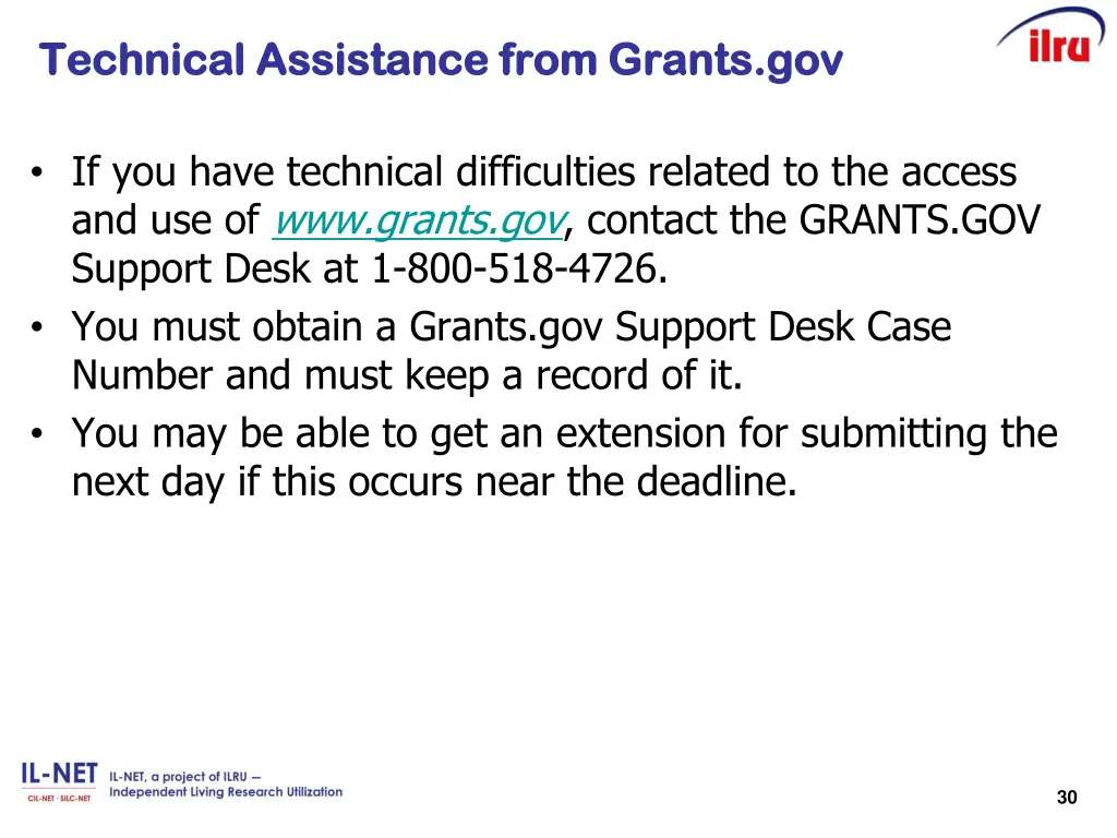 technical assistance from grants gov technical