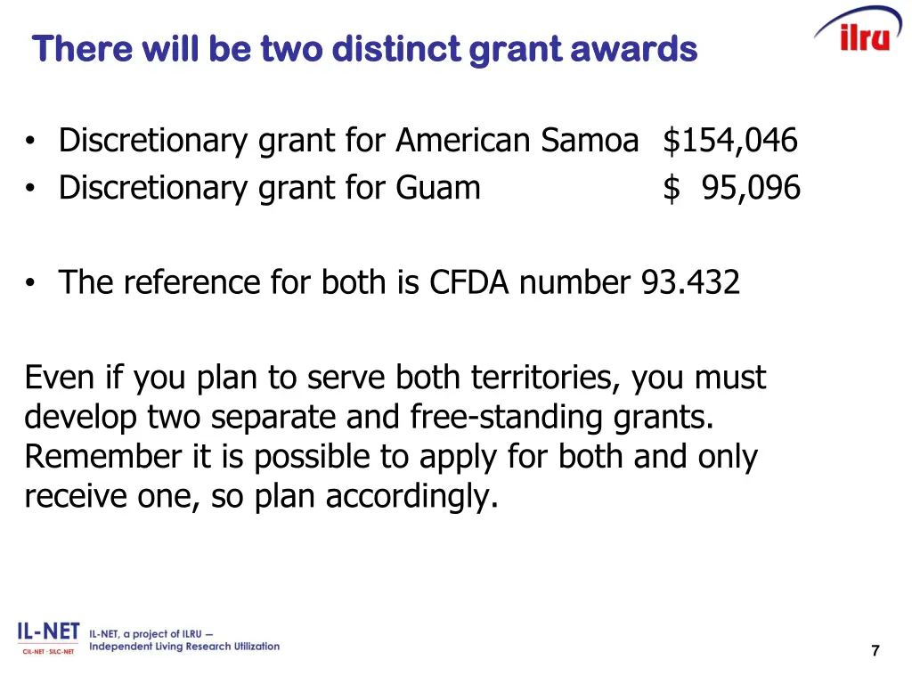 there will be two distinct grant awards there