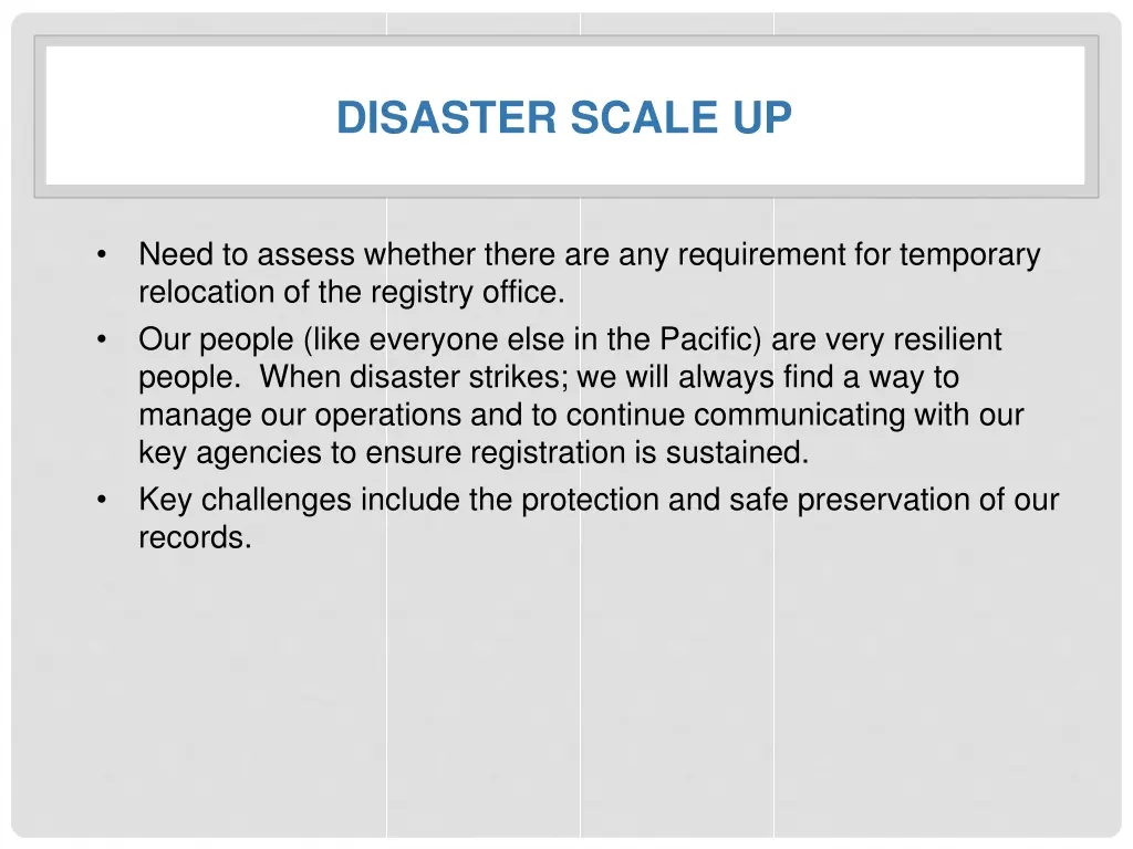 disaster scale up