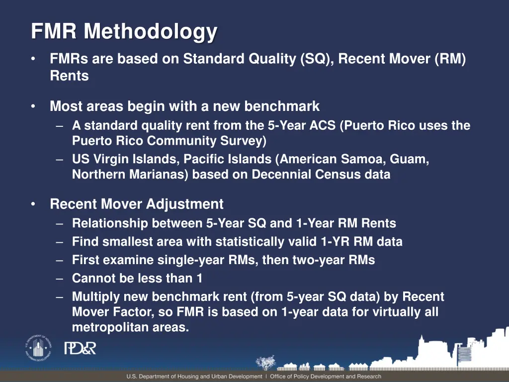 fmr methodology fmrs are based on standard