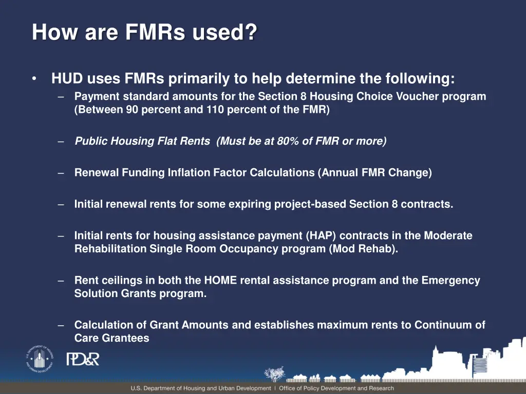 how are fmrs used