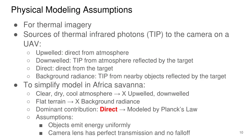 physical modeling assumptions