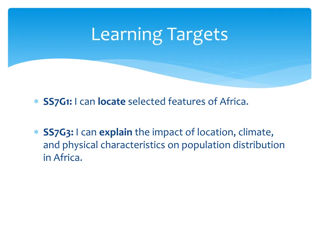 learning targets