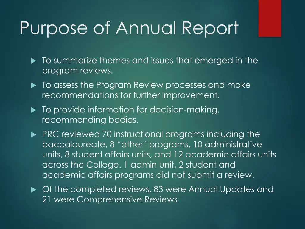 purpose of annual report