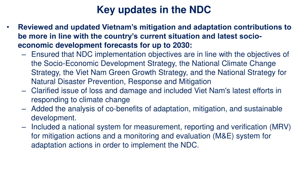 key updates in the ndc